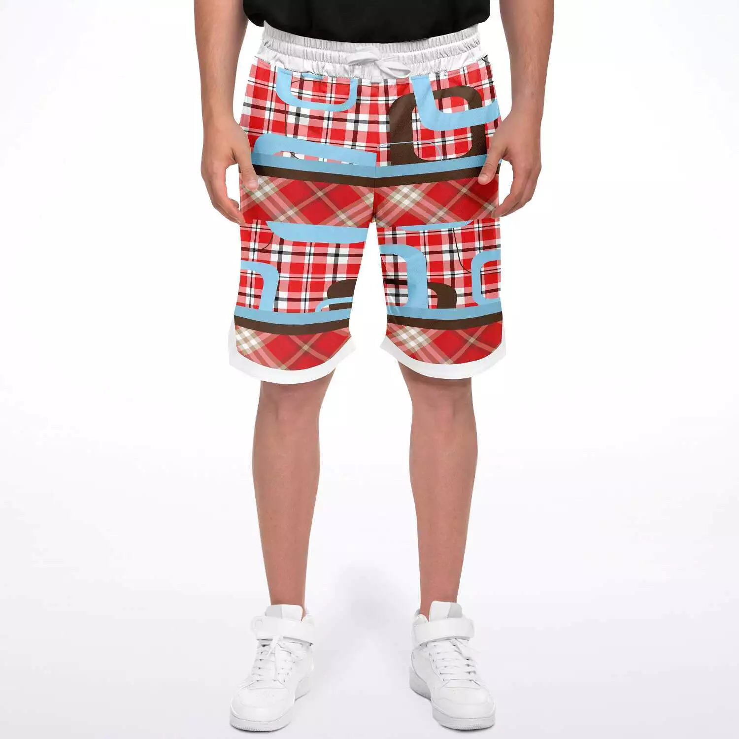 Red Pacific Palisades Plaid Basketball Shorts