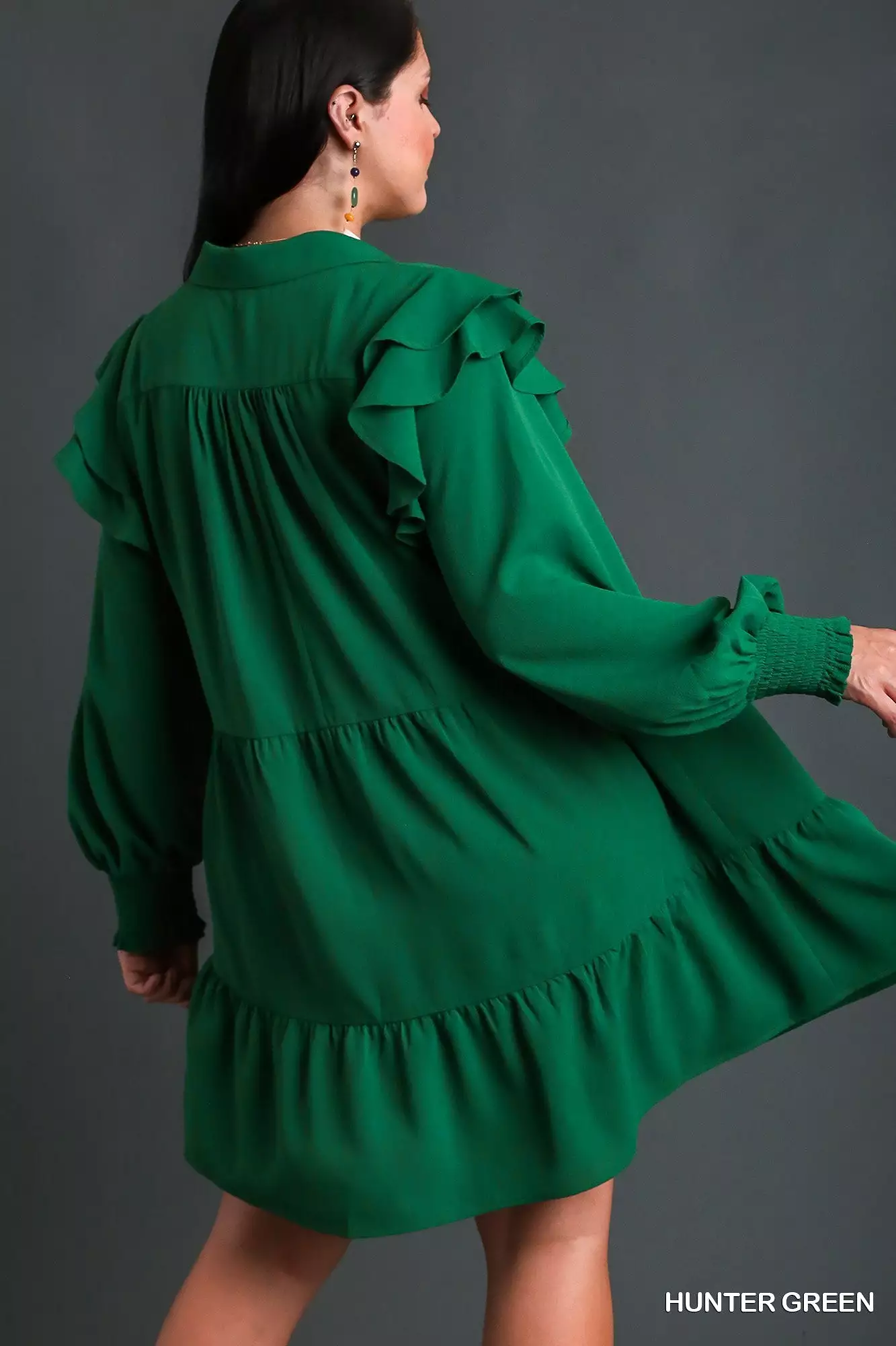 Rise Above It Long Sleeve Midi Dress - Hunter Green