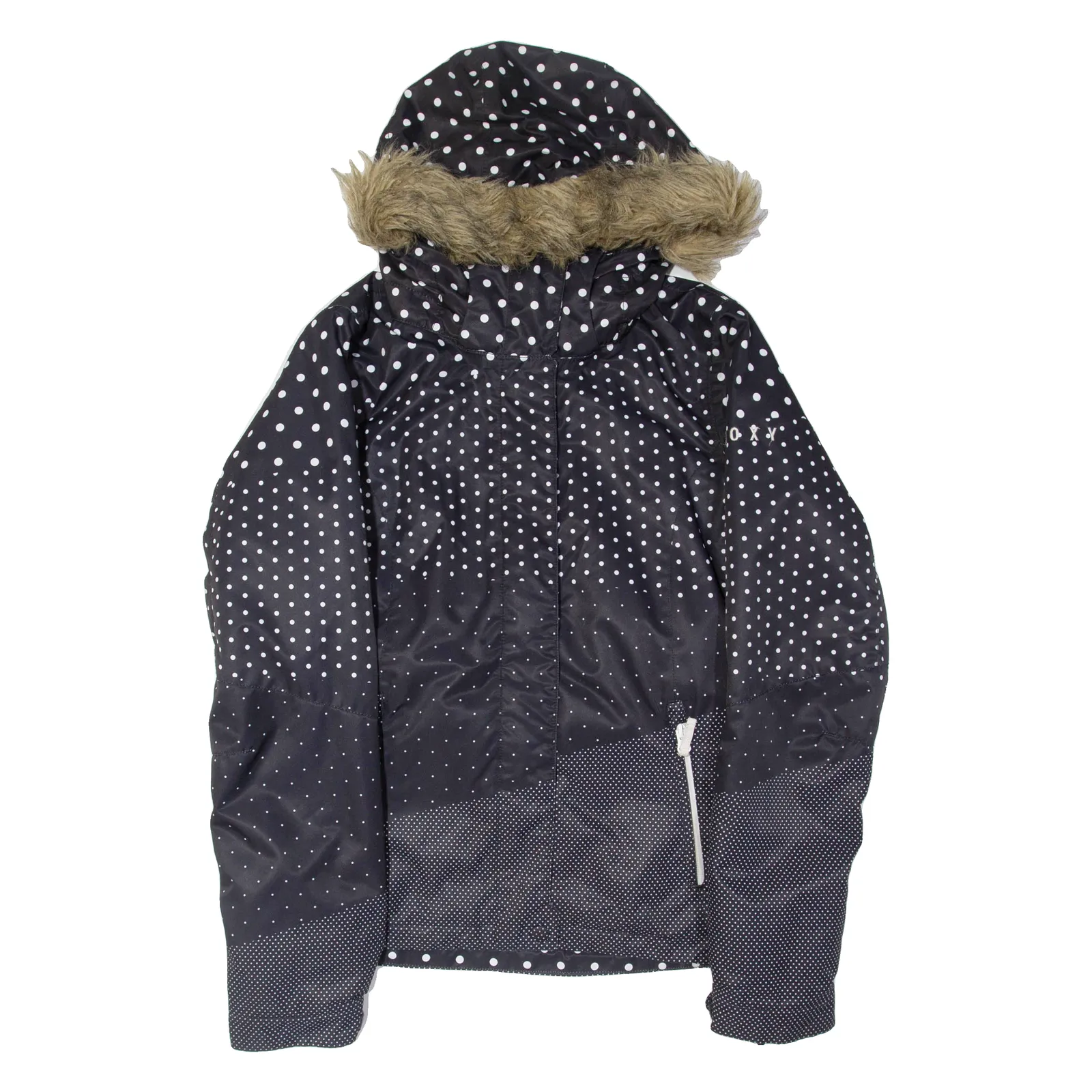 ROXY Womens Ski Coat Black Hooded Polka Dot M