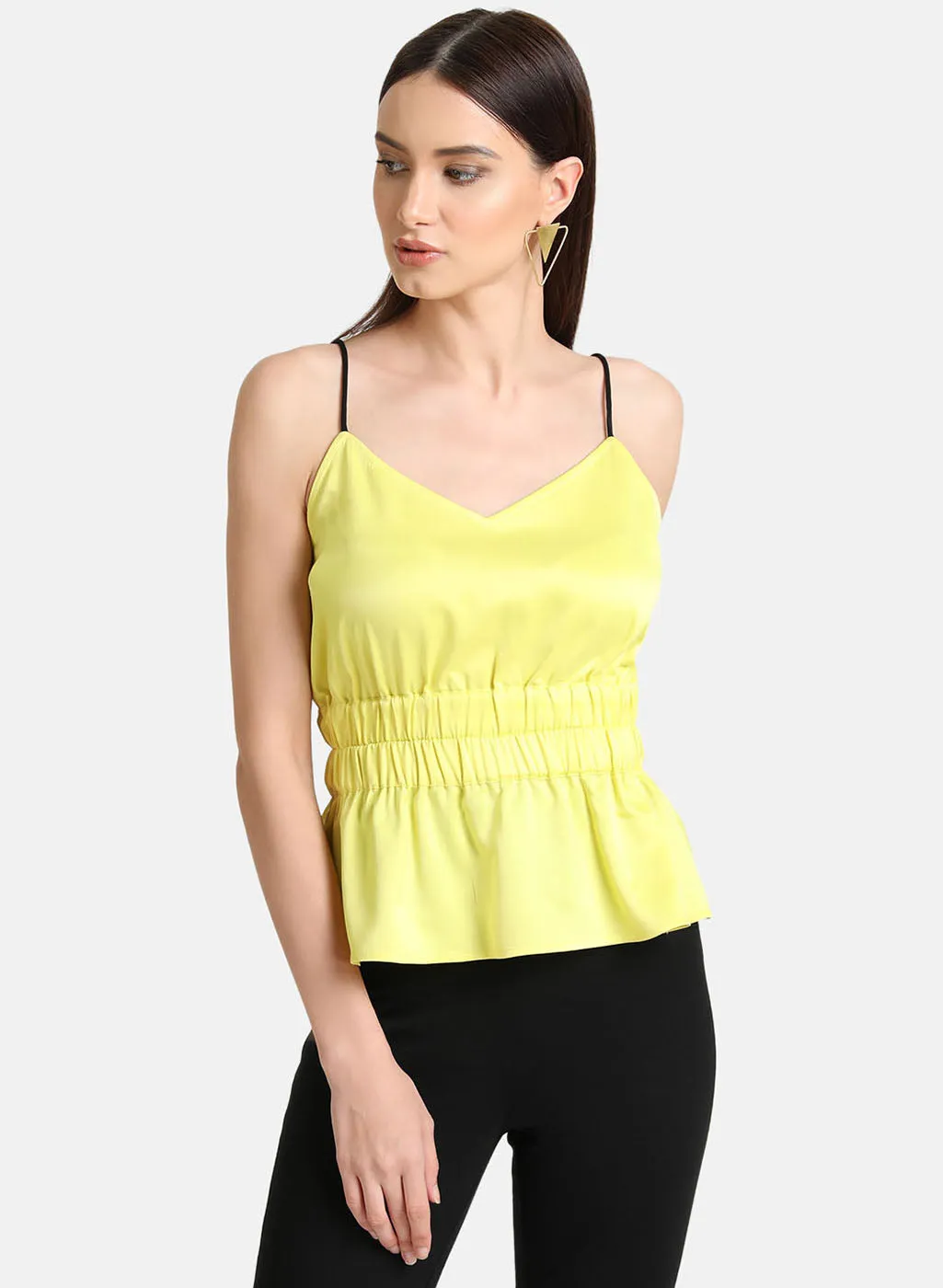 Sleeveless Strap Top With Elasticated Waist.