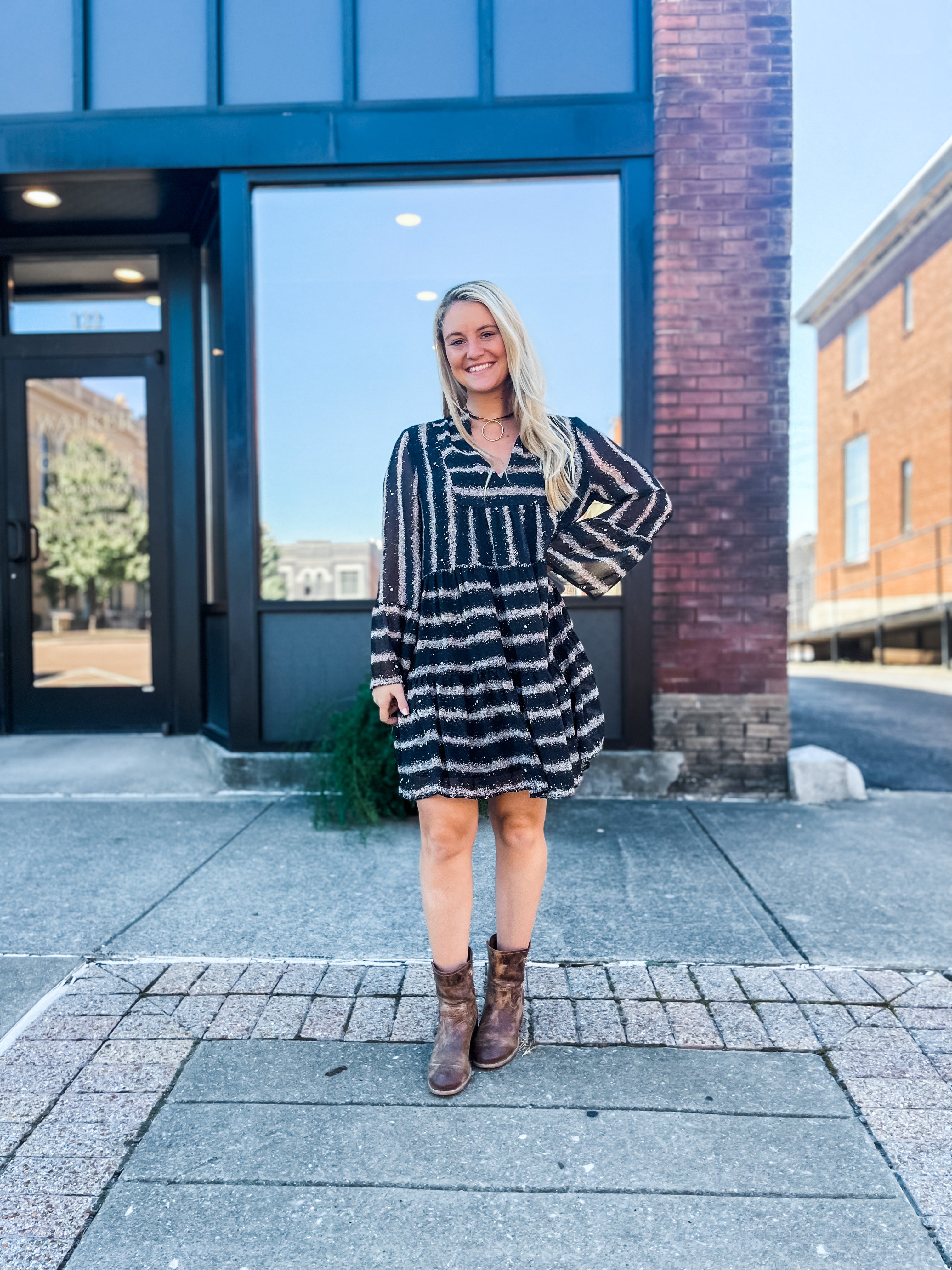 Stardust Striped Mini Dress