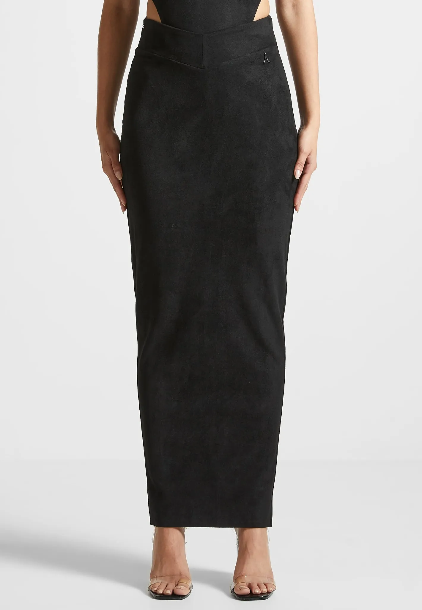 Suede Midaxi Skirt - Black