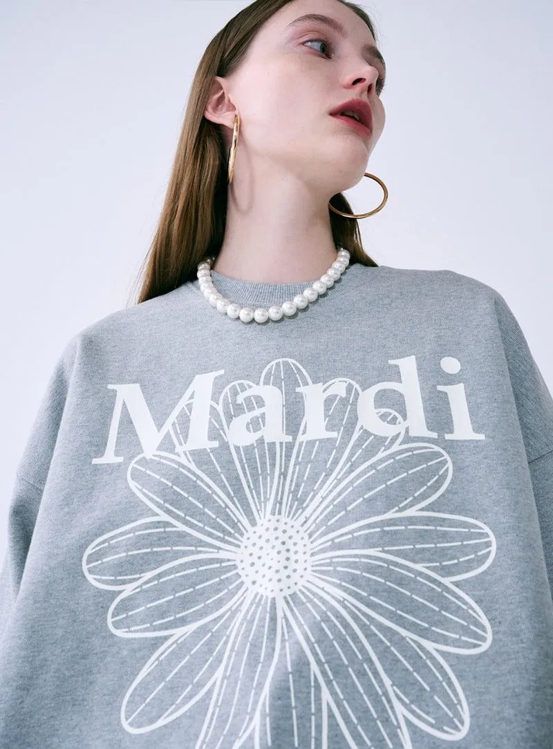 SWEATSHIRT FLOWERMARDI GREY IVORY