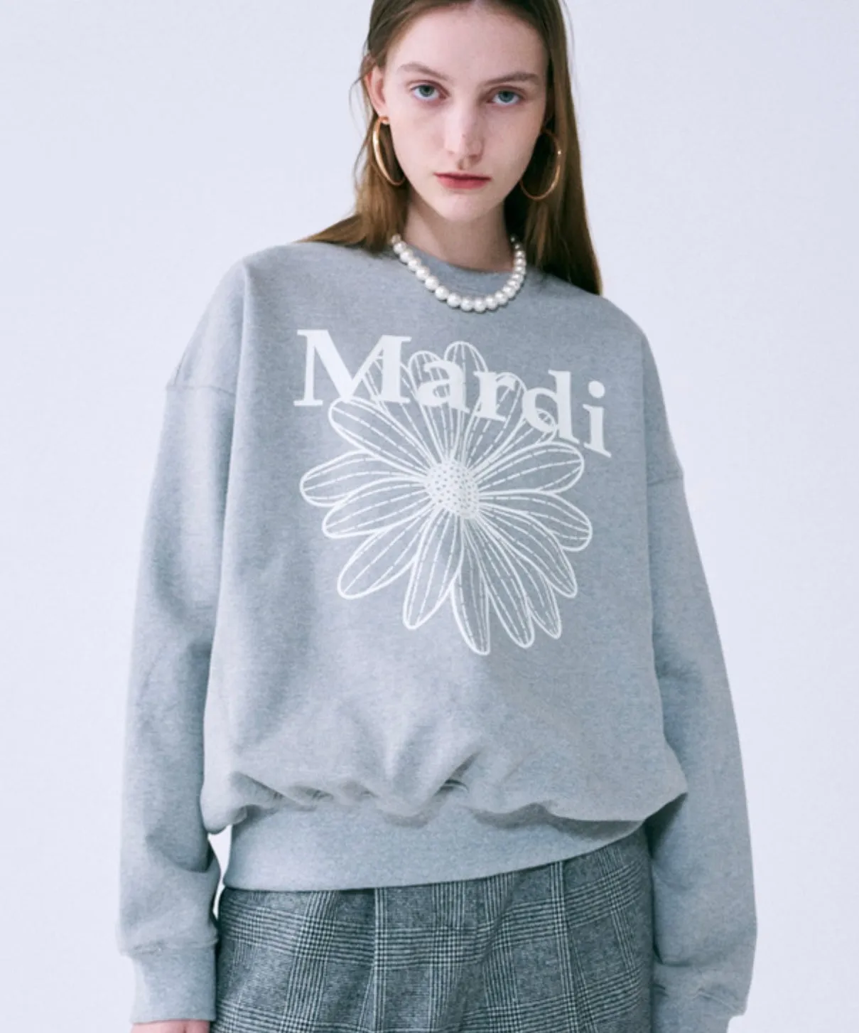 SWEATSHIRT FLOWERMARDI GREY IVORY