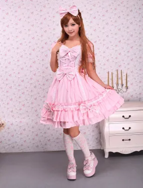 Sweet Pink Lotila OP Dress and Cape with Bows and Ruffles