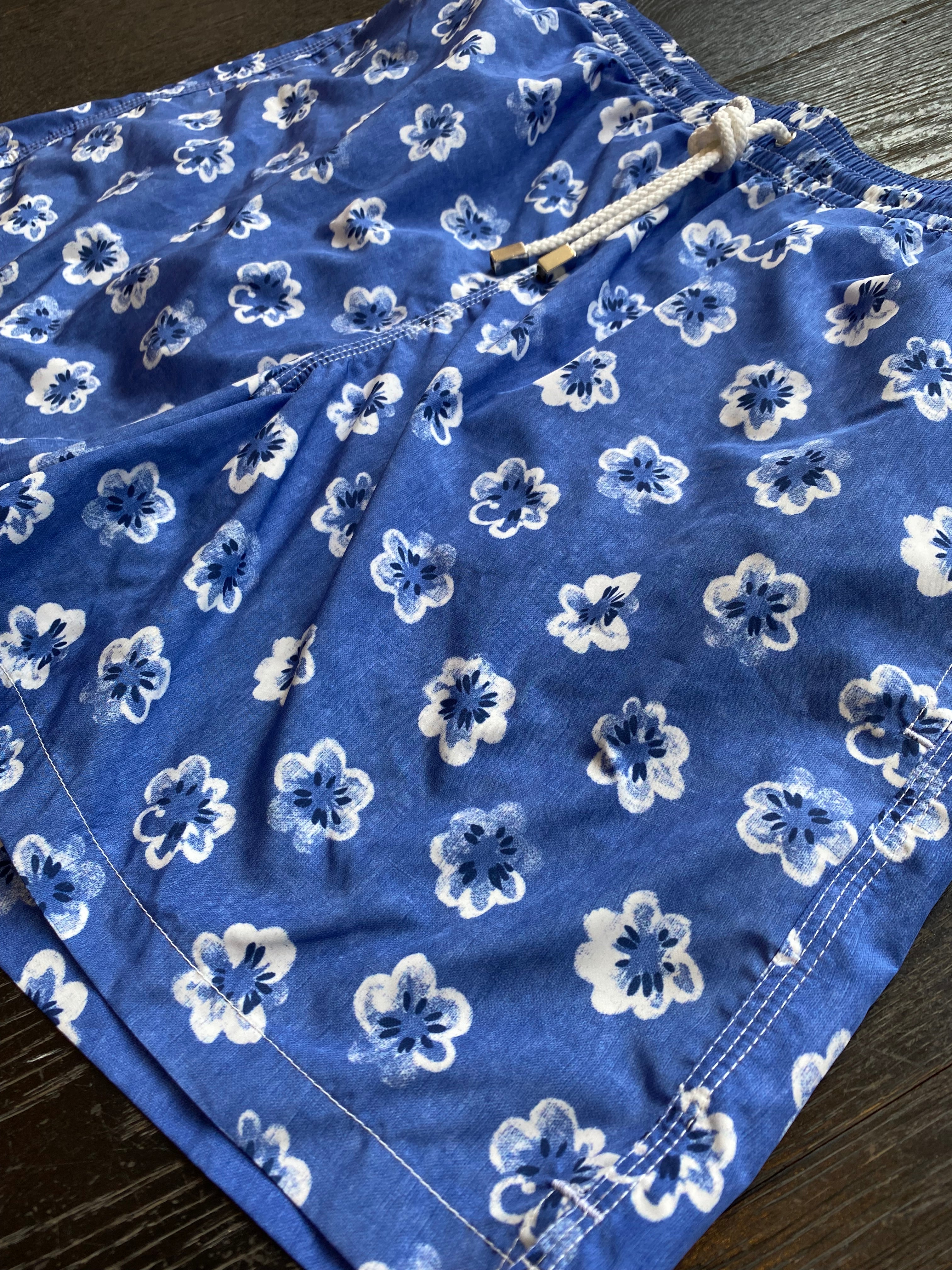 SWIM SHORTS BLUE LARGE FLOWER