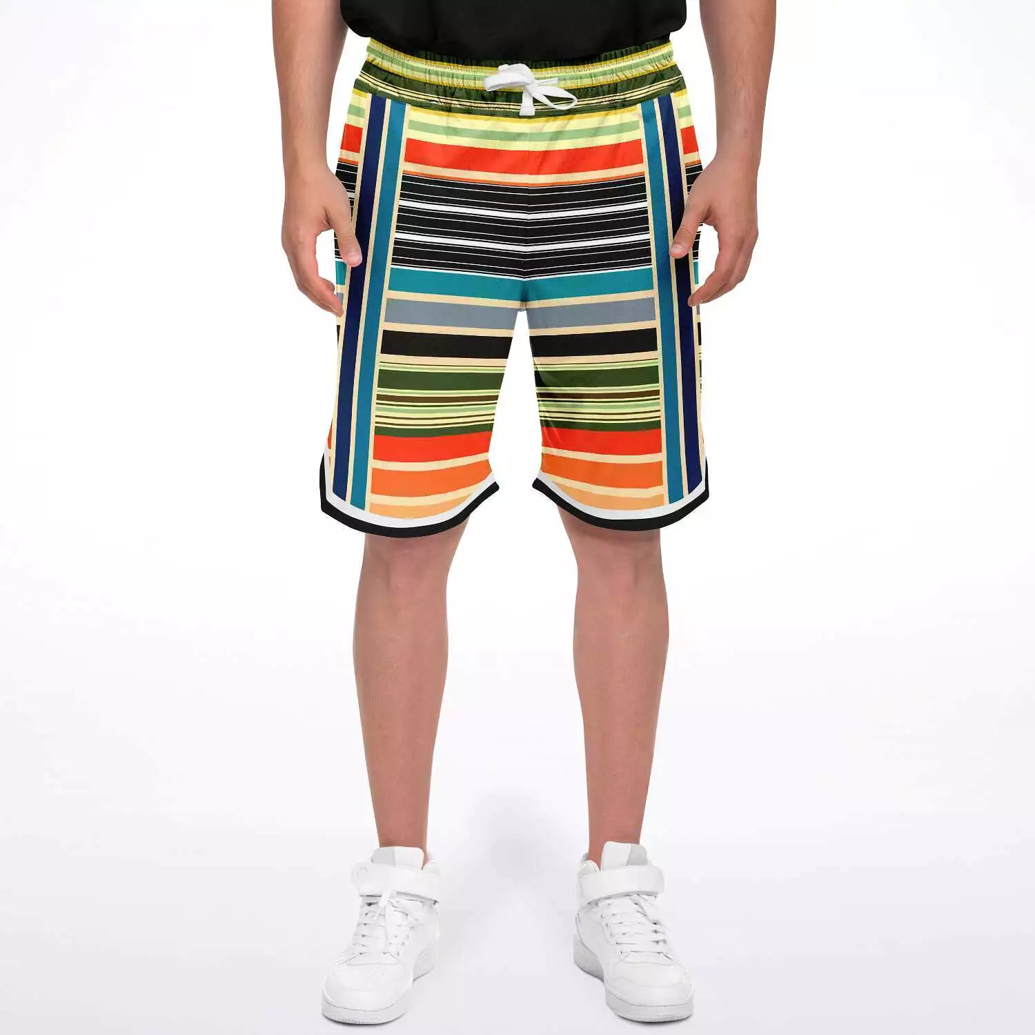 Tequila Sunrise Striped Basketball Shorts