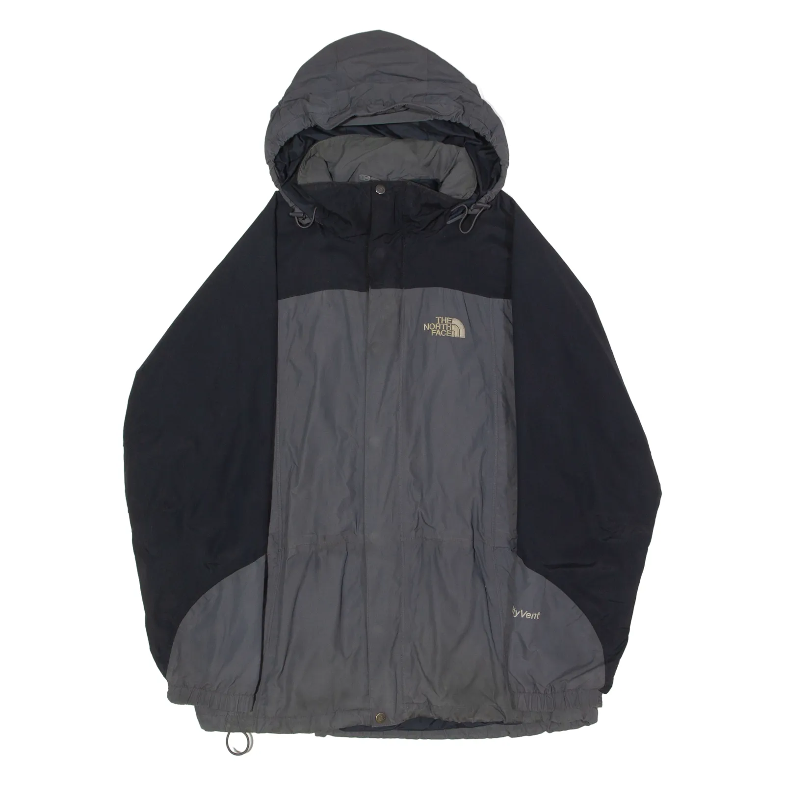 THE NORTH FACE Mens Coat Grey Nylon Hooded Colourblock XL