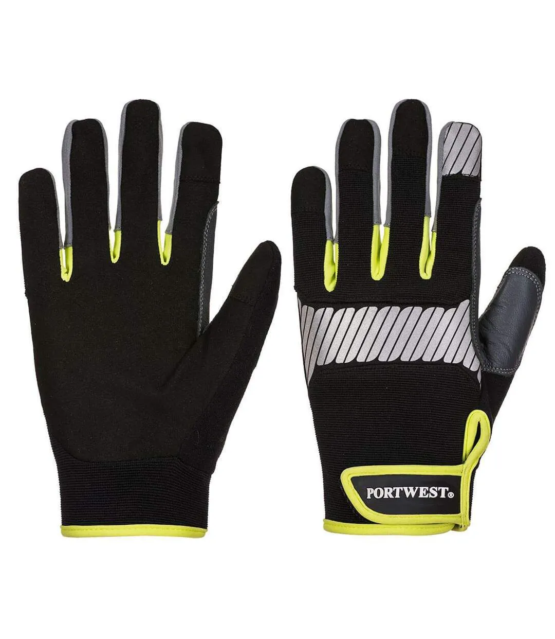 Unisex adult pw3 utility gloves xl black/yellow Portwest