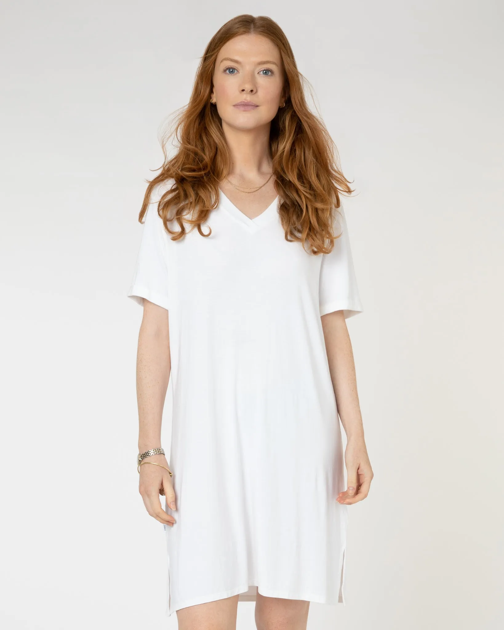 V-Neck Jersey Nightdress White