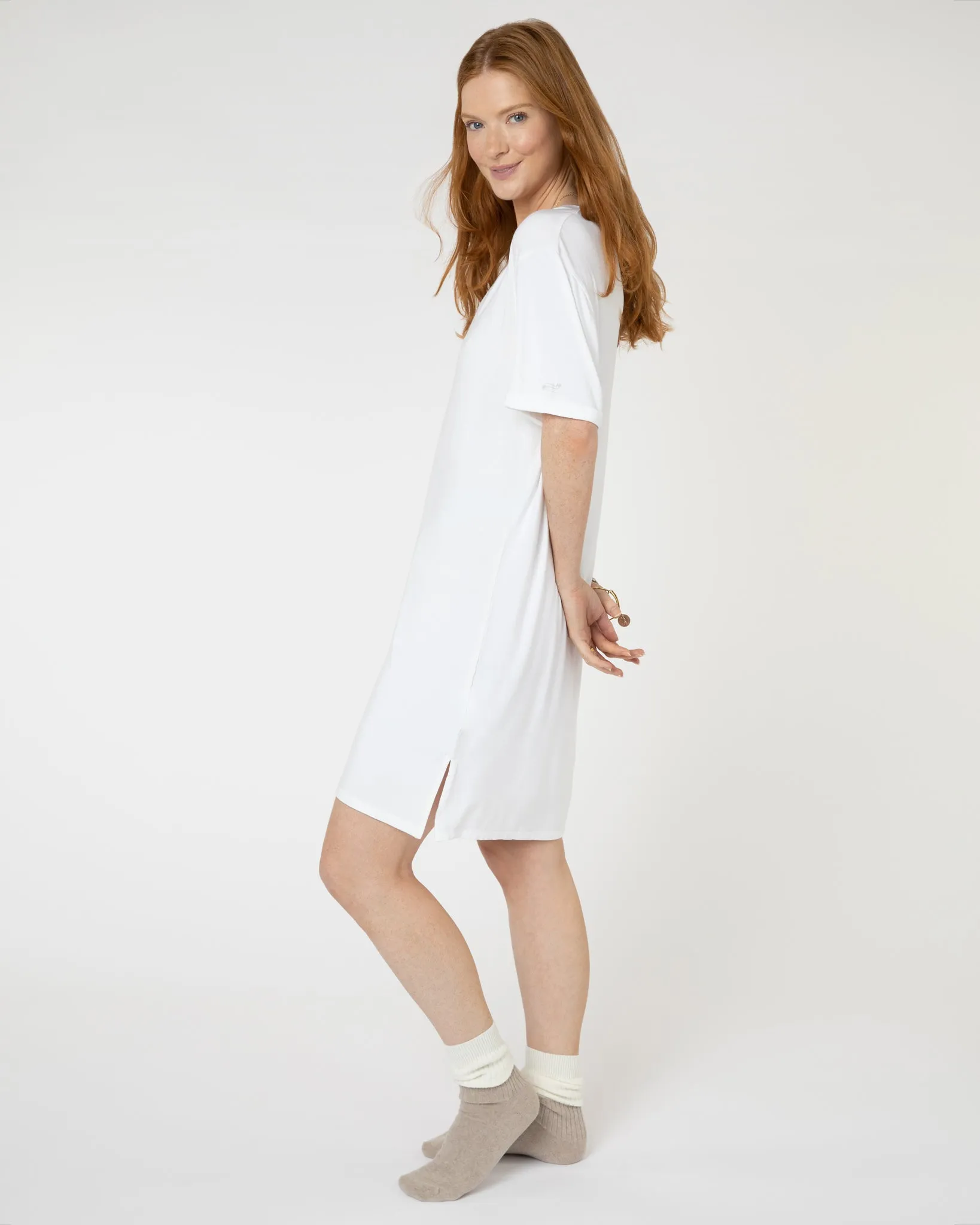 V-Neck Jersey Nightdress White