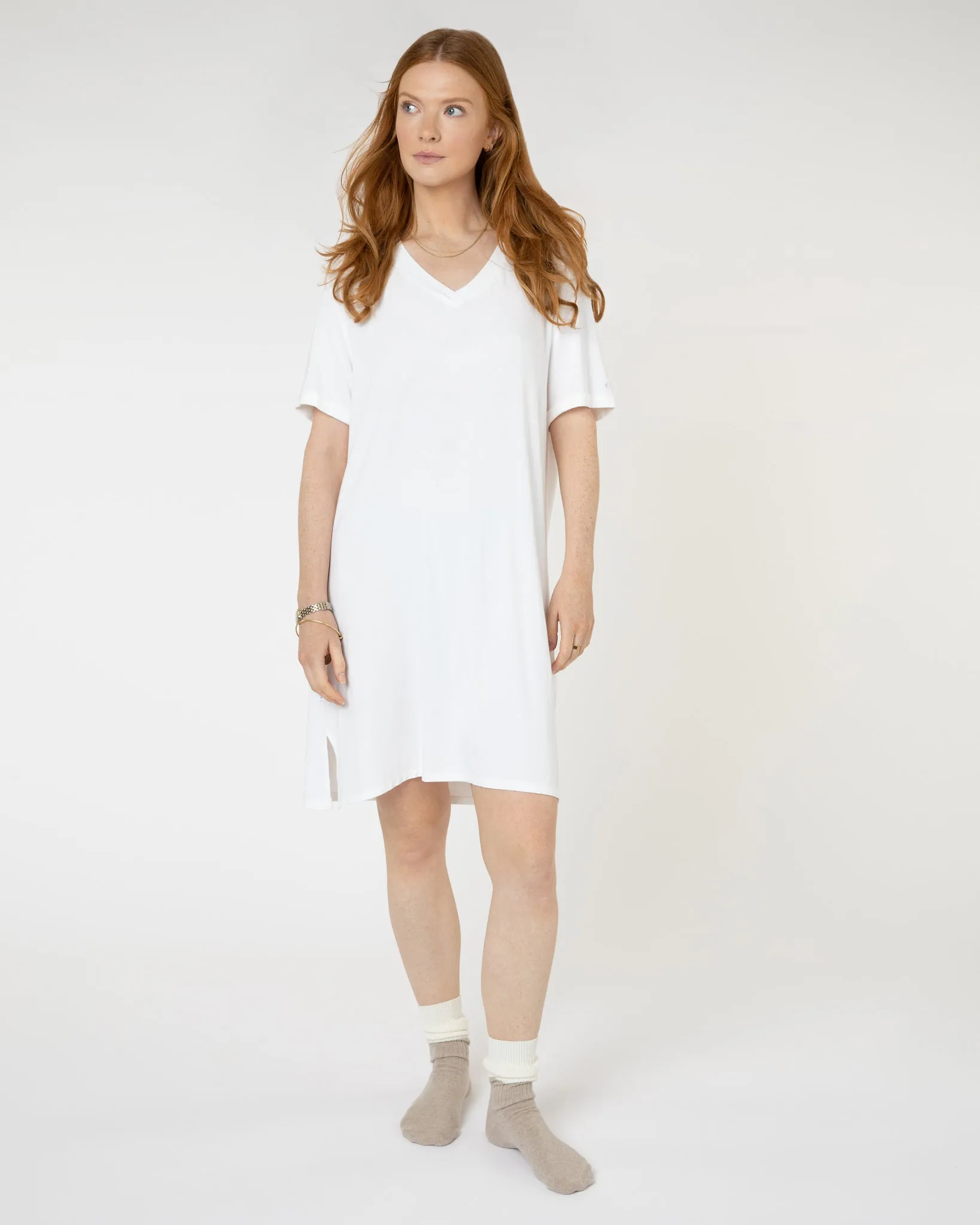 V-Neck Jersey Nightdress White