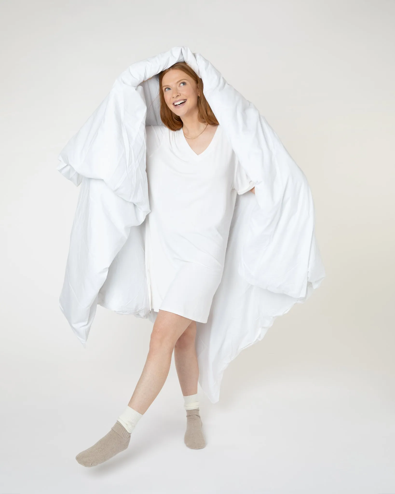 V-Neck Jersey Nightdress White