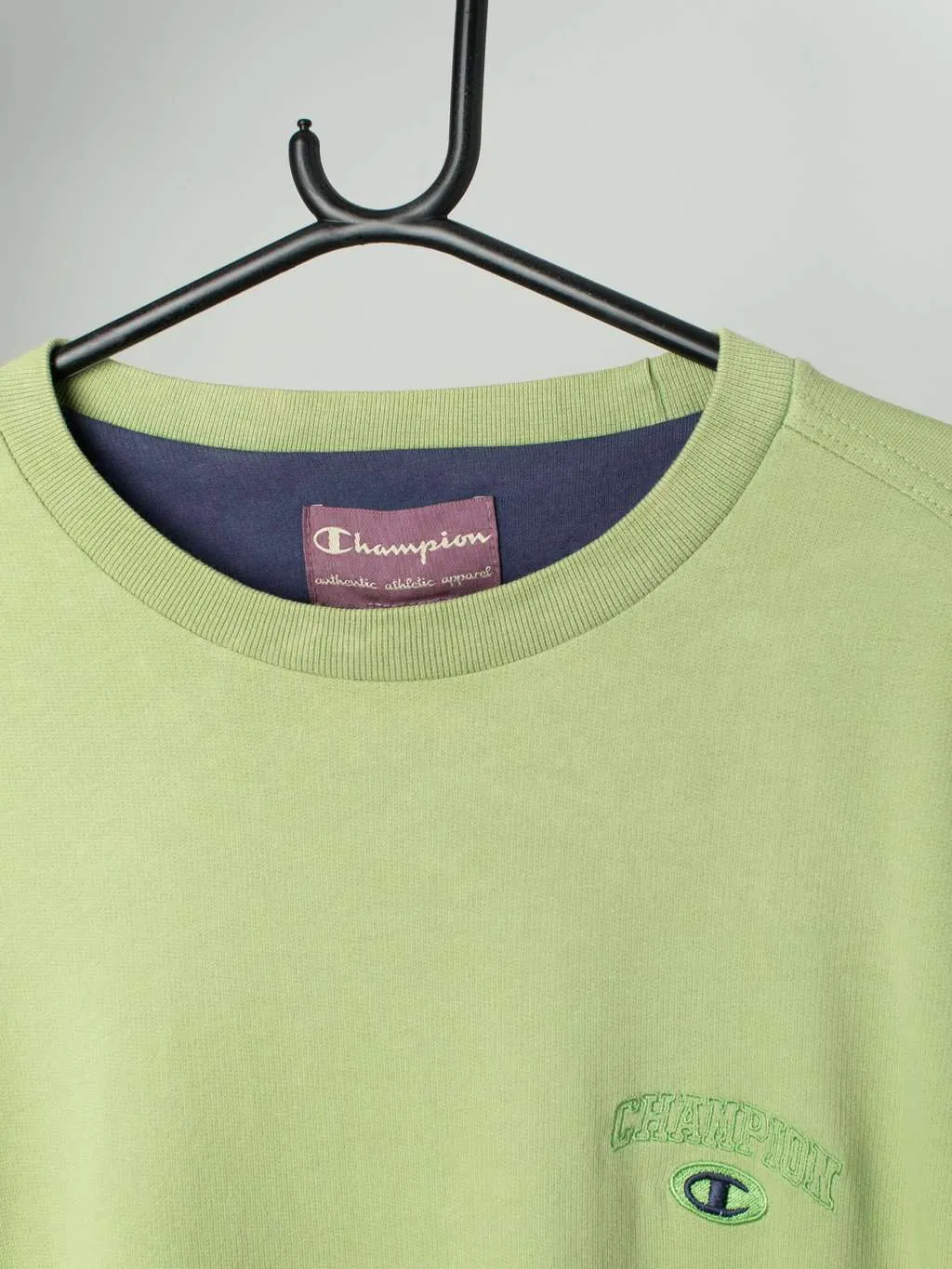 Vintage Champion sweatshirt in lime green – Large / XL