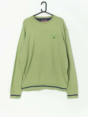 Vintage Champion sweatshirt in lime green – Large / XL