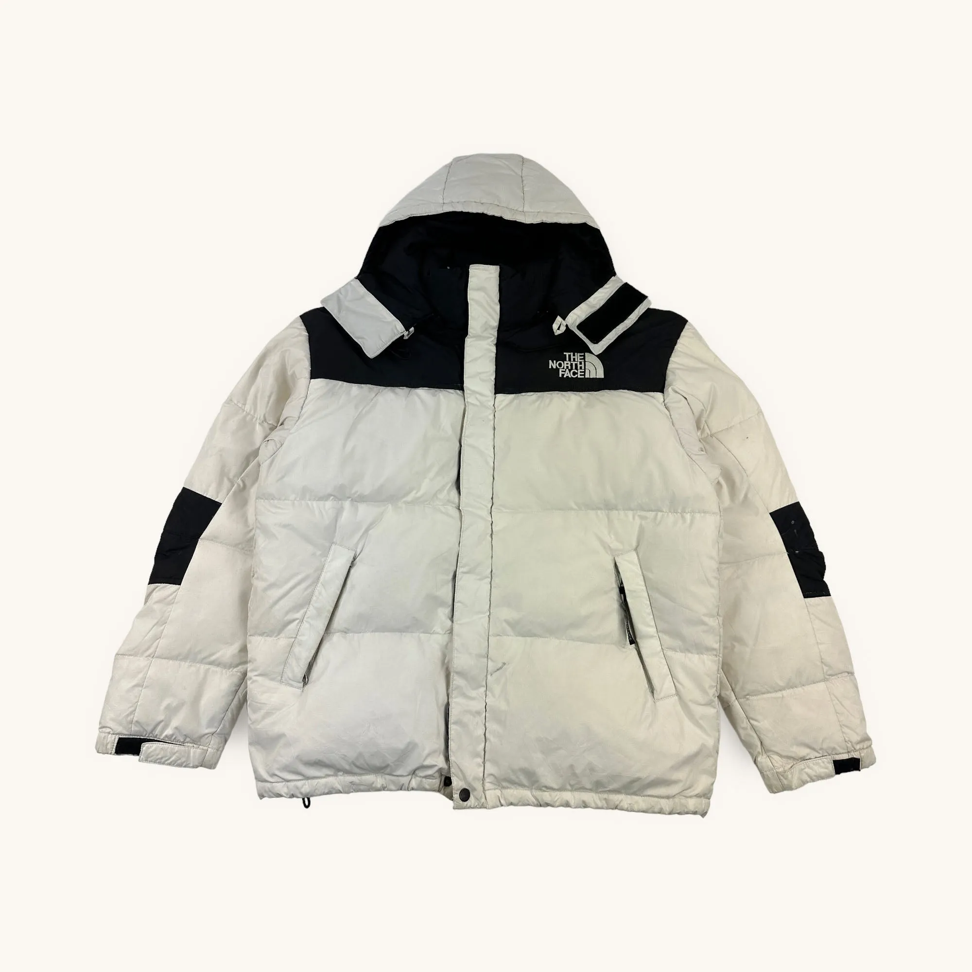 White Black The North Face Nuptse Baltoro 700 Puffer Jacket Coat (XL)