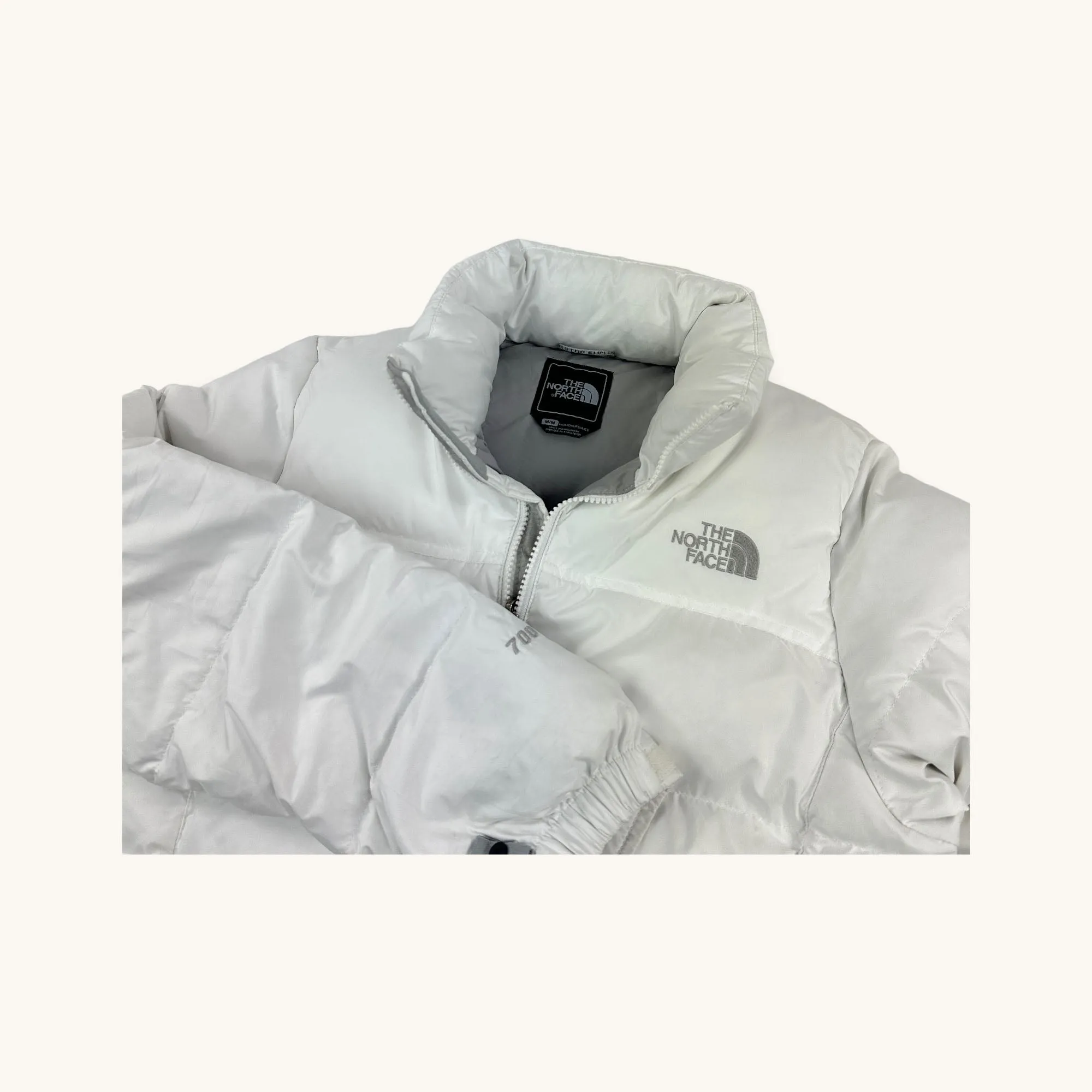 White The North Face Nuptse 700 Puffer Jacket Coat (M)