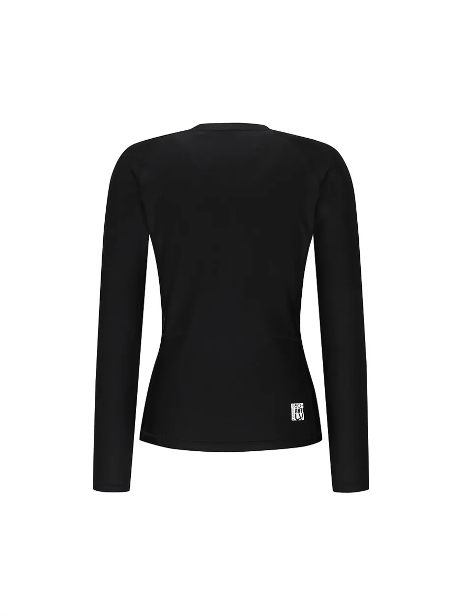 [WMS] Essential Women Full-Zip Rashguard Black