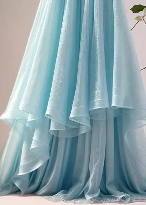 Women Blue Asymmetrical High Waist Tulle Skirt Summer AB1020