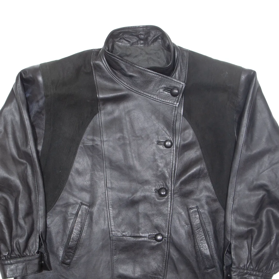 Womens Overcoat Coat Black Leather XL