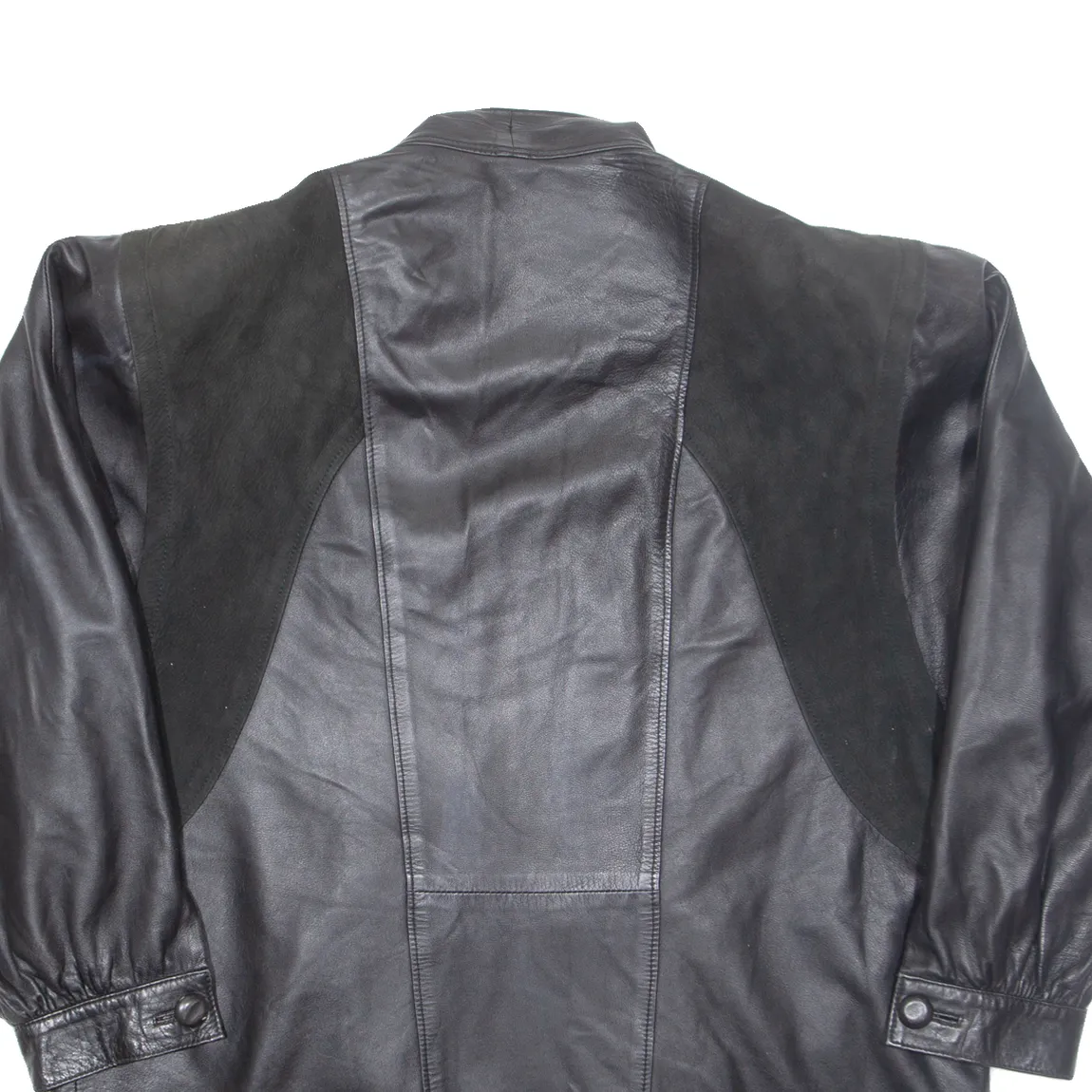 Womens Overcoat Coat Black Leather XL