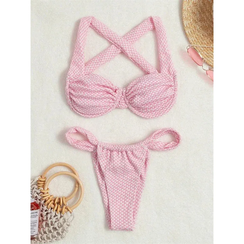 Women's Summer Polyester Sexy Print Pattern Push-Up Swimwear