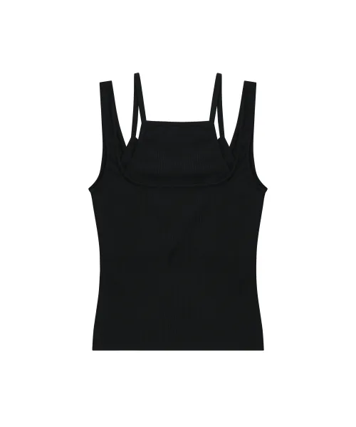 WOOALONG  |Blended Fabrics Sleeveless Street Style Plain Logo