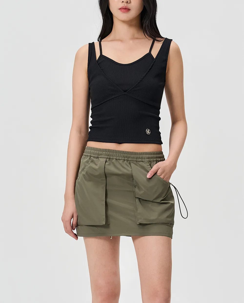 WOOALONG  |Blended Fabrics Sleeveless Street Style Plain Logo