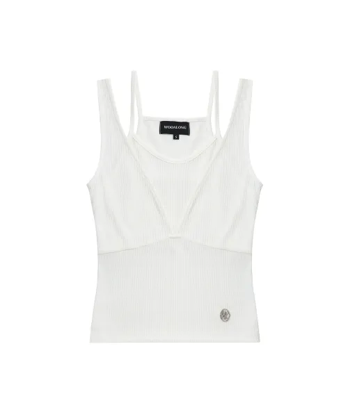 WOOALONG  |Blended Fabrics Sleeveless Street Style Plain Logo