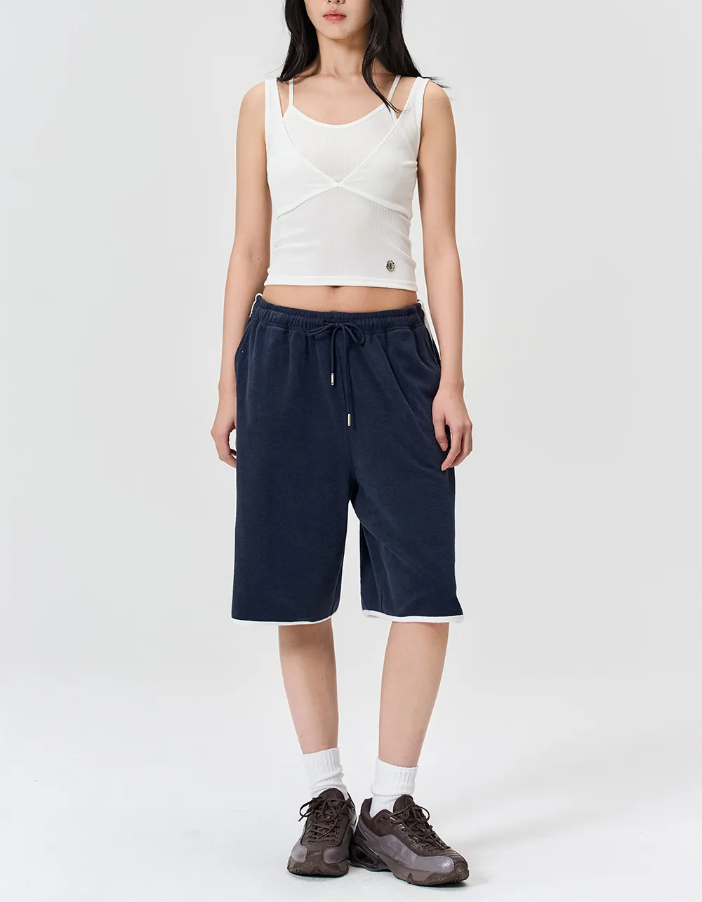 WOOALONG  |Blended Fabrics Sleeveless Street Style Plain Logo