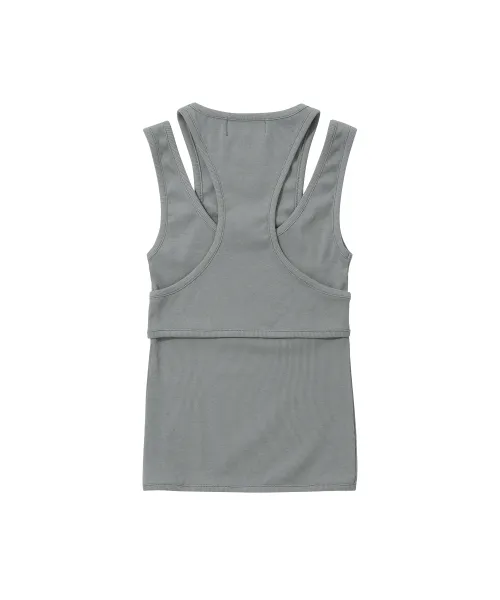 WOOALONG  |Crew Neck Blended Fabrics Sleeveless Street Style Plain Logo