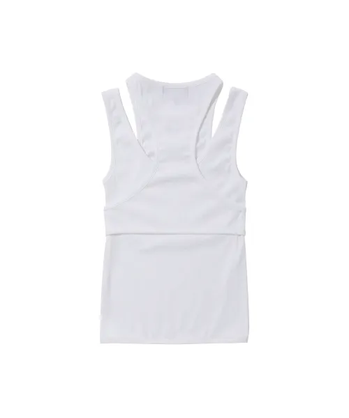 WOOALONG  |Crew Neck Blended Fabrics Sleeveless Street Style Plain Logo