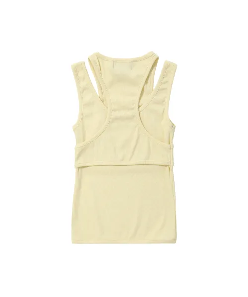 WOOALONG  |Crew Neck Blended Fabrics Sleeveless Street Style Plain Logo