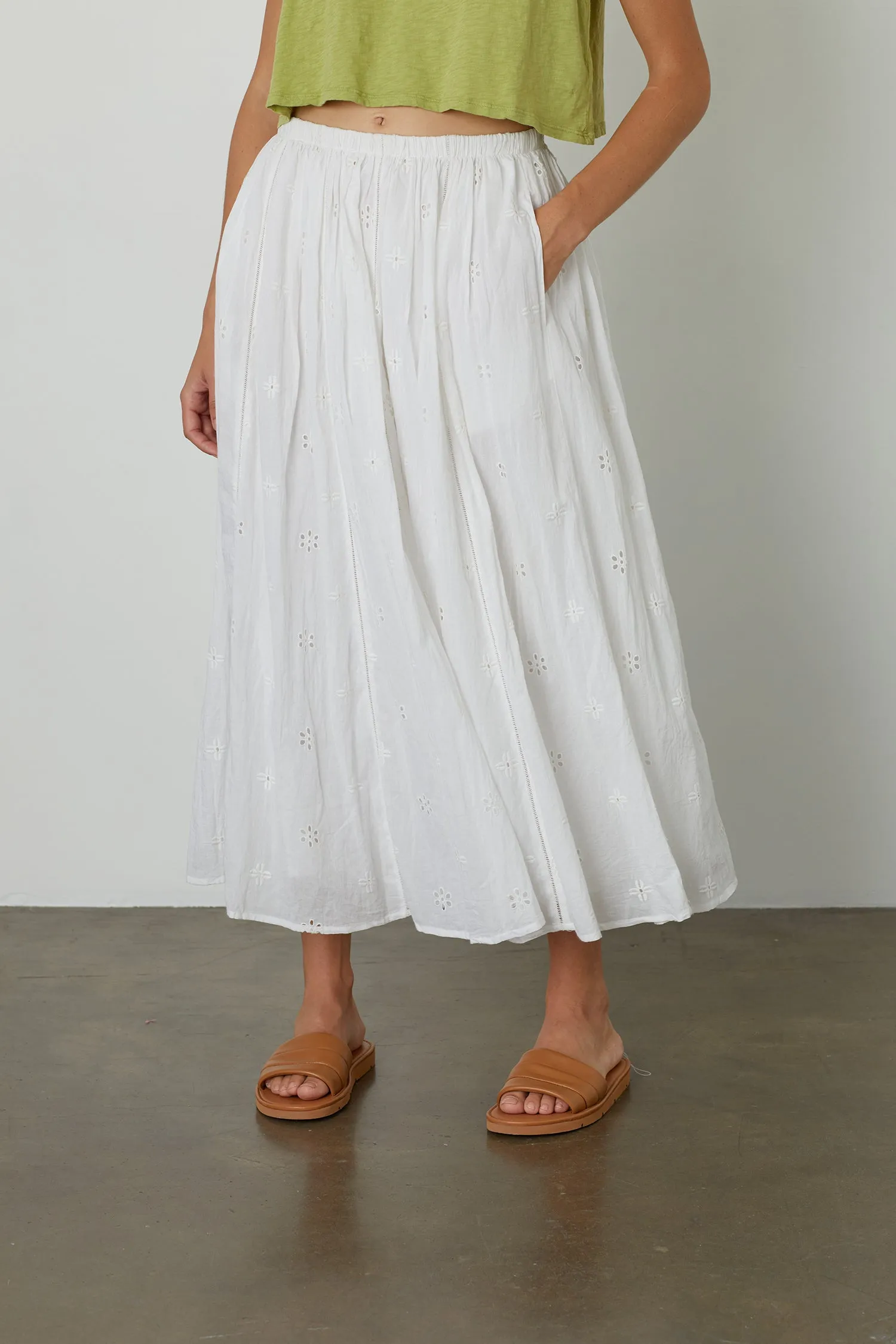 WYNNE COTTON EYELET MAXI SKIRT IN WHITE