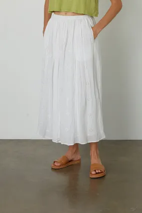 WYNNE COTTON EYELET MAXI SKIRT IN WHITE