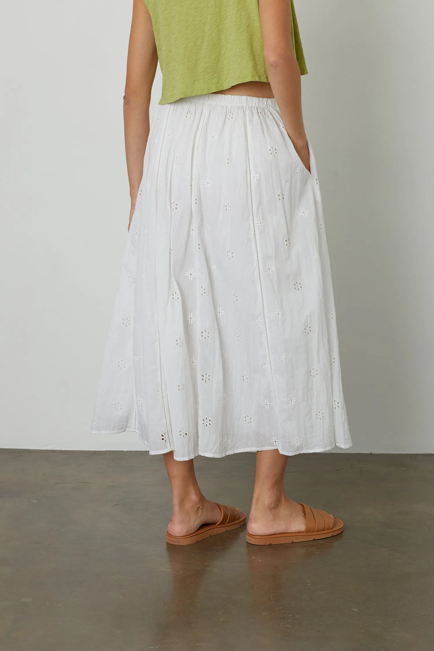 WYNNE COTTON EYELET MAXI SKIRT IN WHITE