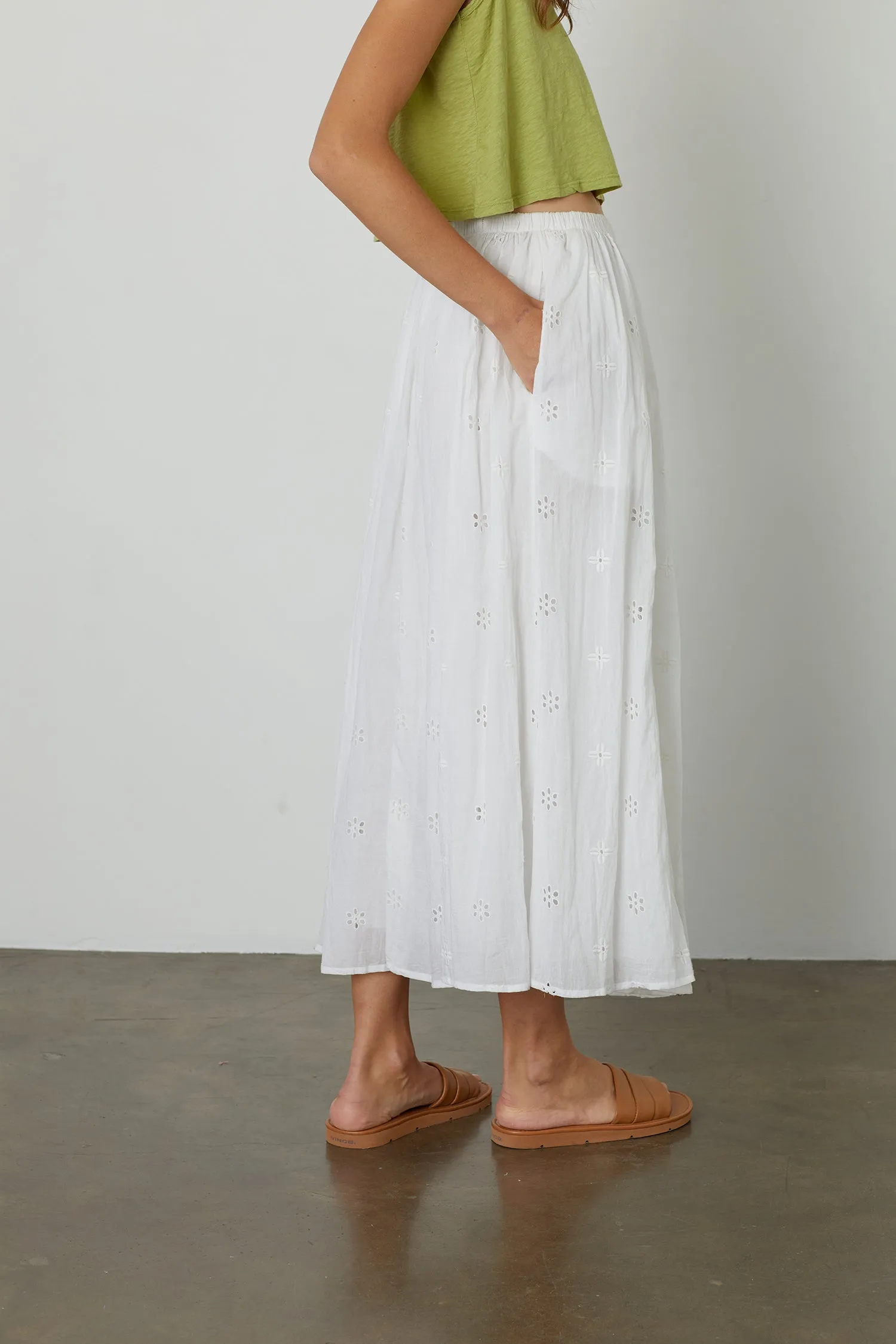 WYNNE COTTON EYELET MAXI SKIRT IN WHITE