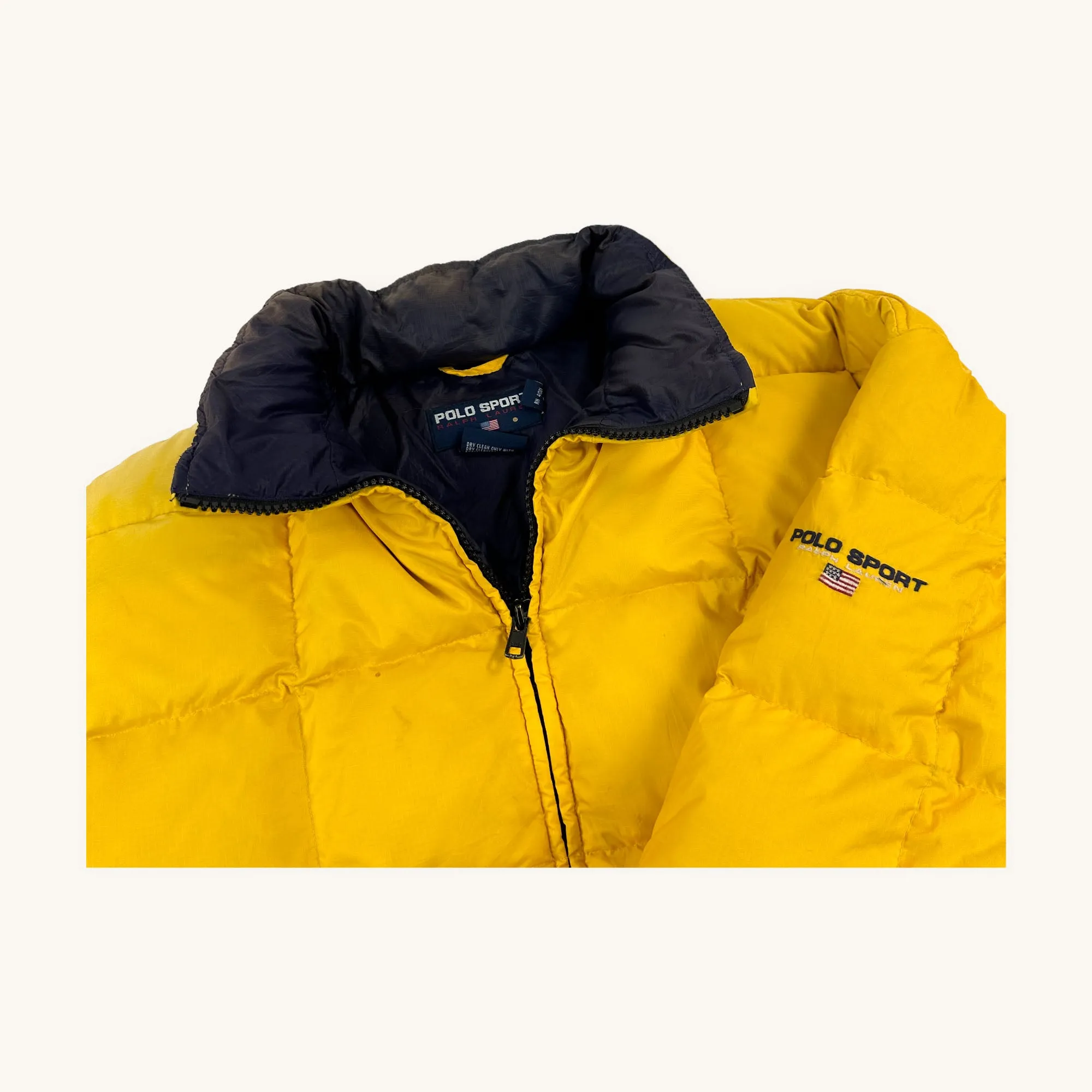 Yellow 90s Polo Sport Ralph Lauren Puffer Jacket Coat (XL)