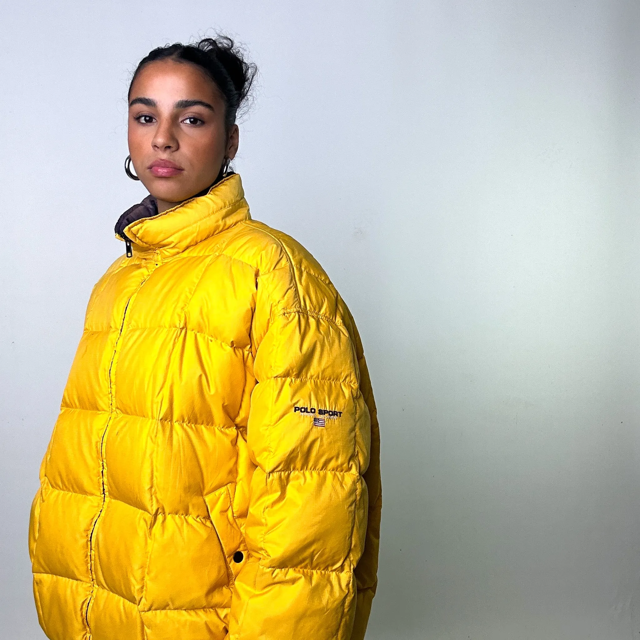 Yellow 90s Polo Sport Ralph Lauren Puffer Jacket Coat (XL)