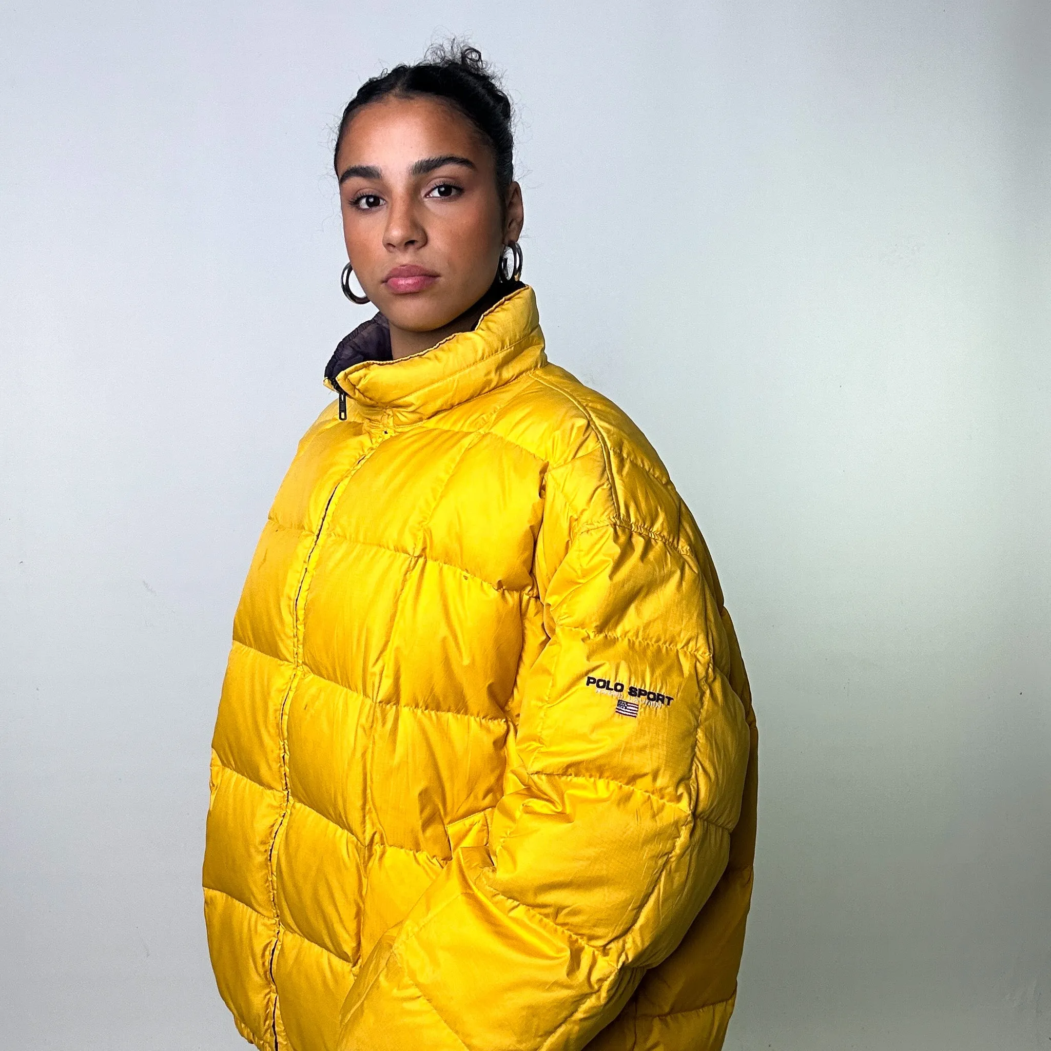 Yellow 90s Polo Sport Ralph Lauren Puffer Jacket Coat (XL)