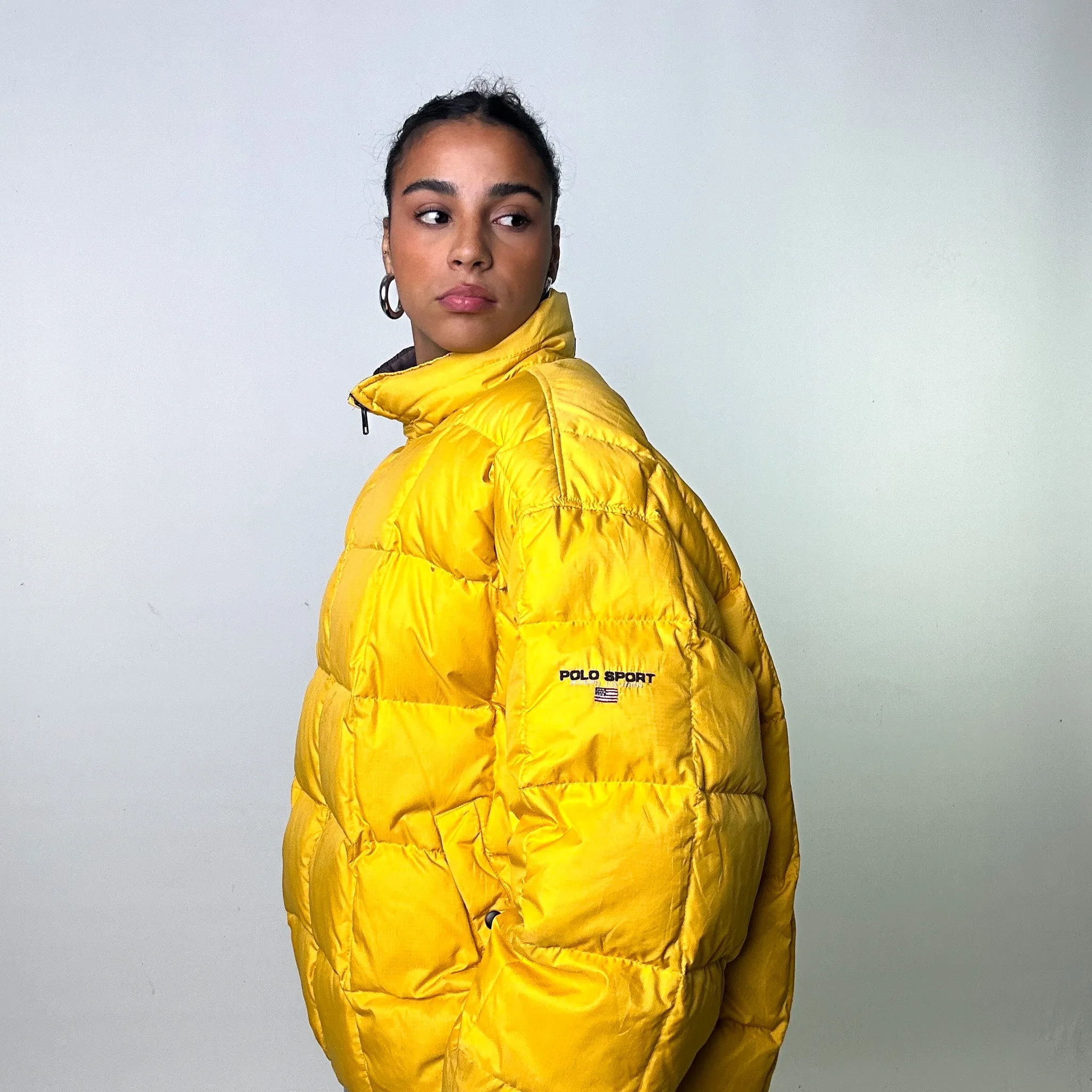 Yellow 90s Polo Sport Ralph Lauren Puffer Jacket Coat (XL)