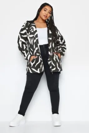 YOURS Curve Zebra Print Hooded Shacket