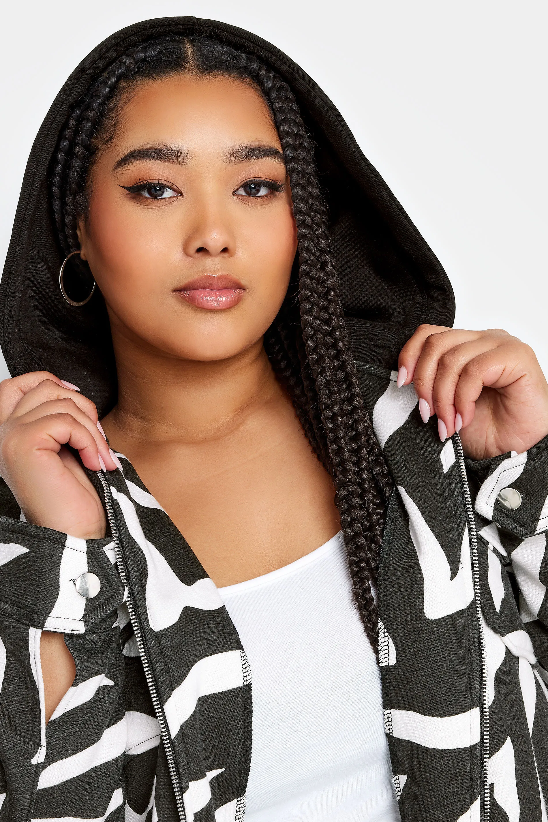 YOURS Curve Zebra Print Hooded Shacket