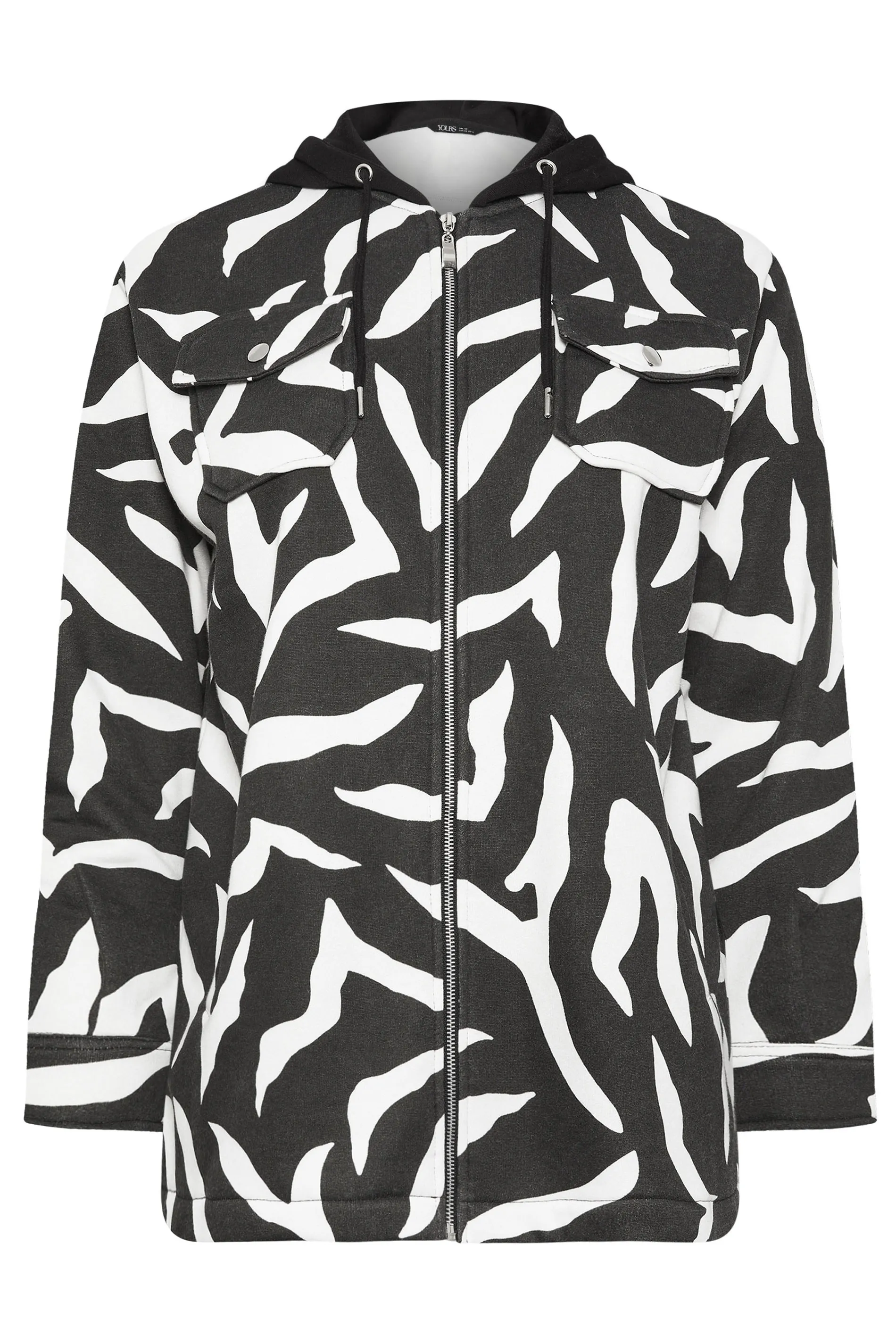 YOURS Curve Zebra Print Hooded Shacket